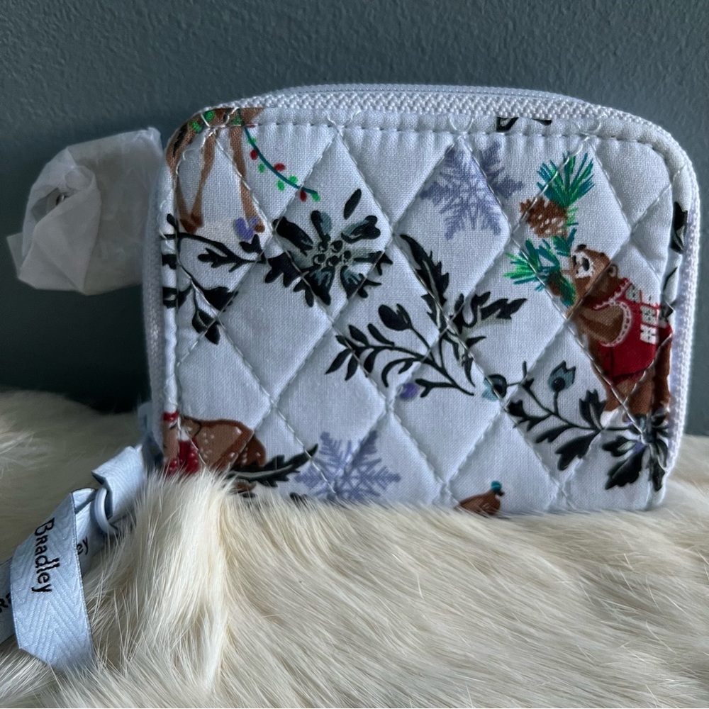 Vera Bradley RFID Petite Zip Around Merry Mischief Snow Day Wallet